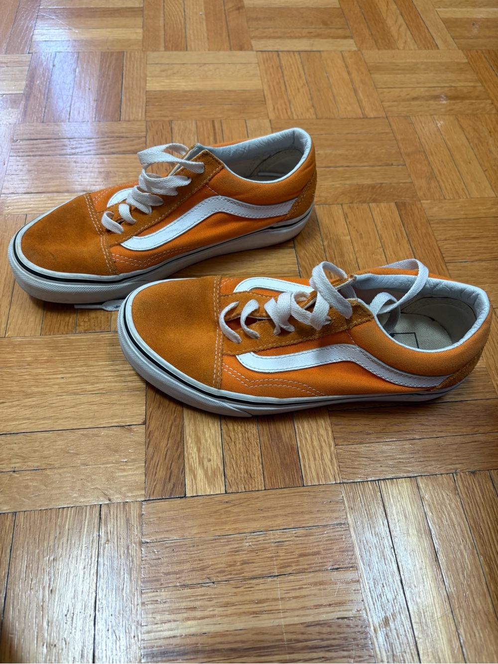 Vans Orange and White Low-Top Kids Skate Sneakers